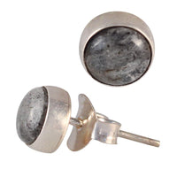 Load image into Gallery viewer, Silberohrstecker Labradorit rund Silberfassung Damen Ohrstecker 925er Sterling Silber
