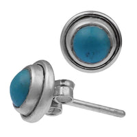 Load image into Gallery viewer, Ohrstecker Türkis Stein rund 8 mm Ø 925er Sterling Silber hoch Rand
