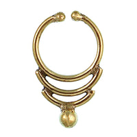 Cargar imagen en el visor de la galería, Septum Fake Piercing Nasenringe Bögen Kugel Messing goldfarben nickelfrei antik exotisch Ohrring
