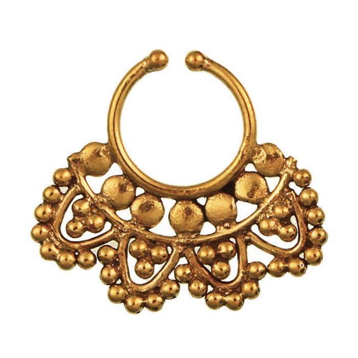 Septum Fake Piercing Nasenringe Kreise Bögen breit Messing golden nickelfrei antik