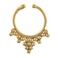 Load image into Gallery viewer, Fake Septum Piercing Nasenringe golden antik Brass kleine Kugeln als Dreiecke Tribal
