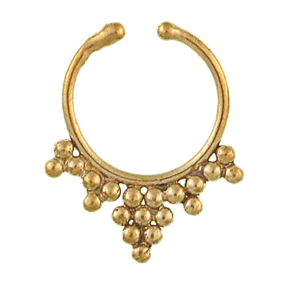 Fake Septum Piercing Nasenringe golden antik Brass kleine Kugeln als Dreiecke Tribal