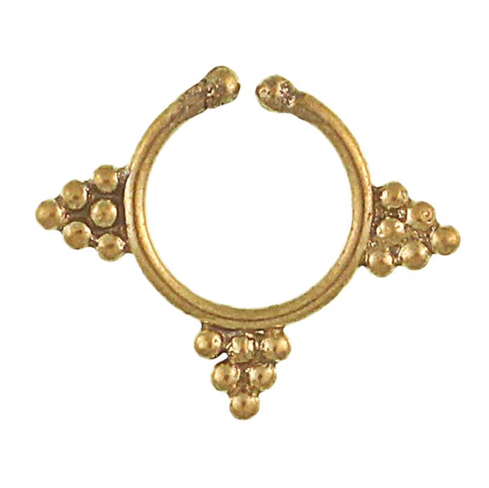 Fake Brass Septum Piercing Nasenringe golden antik Tribal Look mit 3 Spitzen