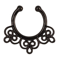 Cargar imagen en el visor de la galería, Fake Septum Piercing schwarz Schleifen Geflecht Edelstahl

