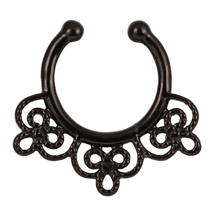 Fake Septum Piercing schwarz Schleifen Geflecht Edelstahl