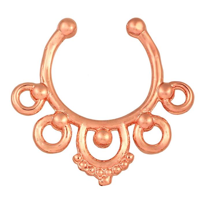 Fake Septum Piercing rosegolden Kugeln im Kreis Edelstahl