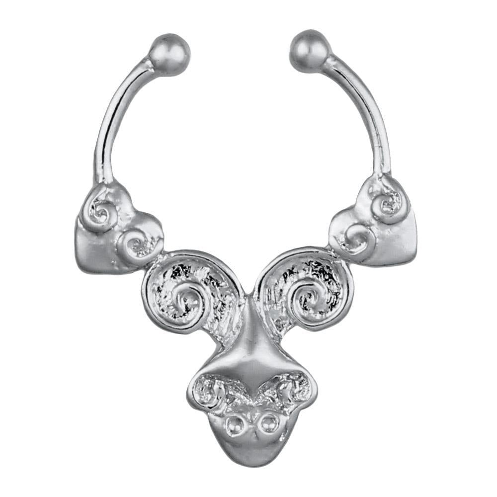 Fake Septum Piercing silberfarben Herzen Spiralen Tropfen mittig Edelstahl