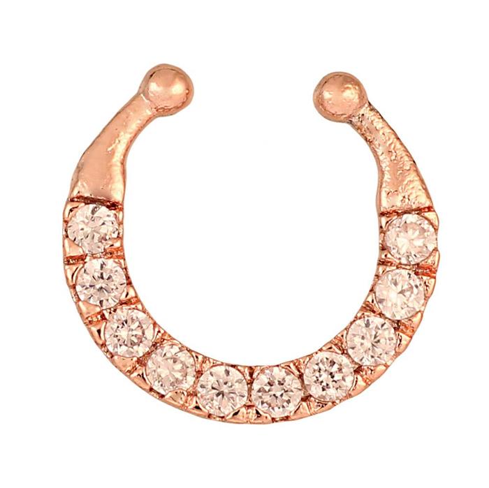 Fake Septum Piercing rosegold weiß Zirkonia Edelstahl