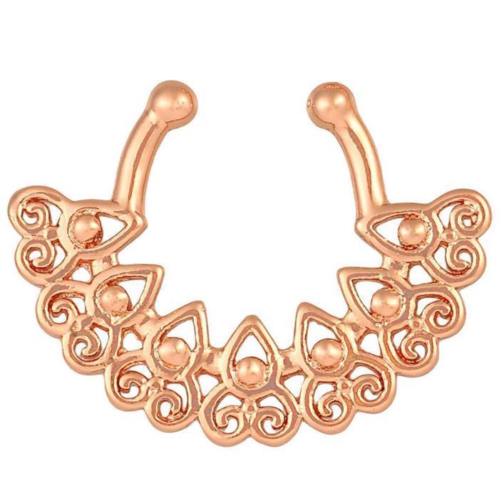 Fake Septum Piercing rosegolden kleien Tropfen und Schnörkel Rand Edelstahl