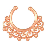 Cargar imagen en el visor de la galería, Fake Septum Piercing rosegolden Kreise mit Kugel Edelstahl
