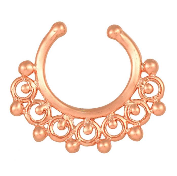 Fake Septum Piercing rosegolden Kreise mit Kugel Edelstahl