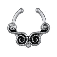 Load image into Gallery viewer, Fake Septum Piercing silberfarben zwei Schnörkel Spiralen Edelstahl

