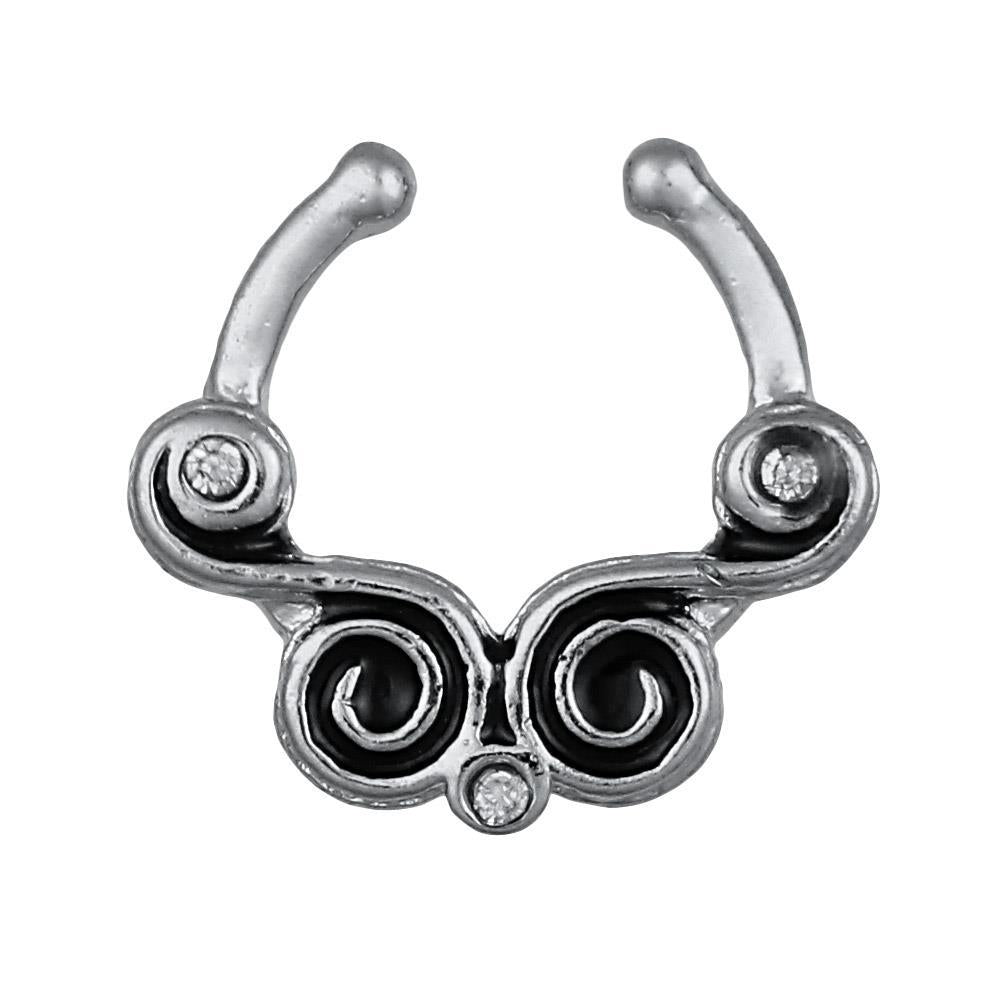 Fake Septum Piercing silberfarben zwei Schnörkel Spiralen Edelstahl