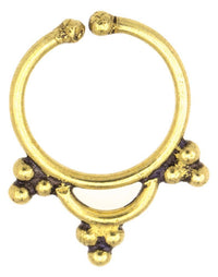 Load image into Gallery viewer, Septum Fake Piercing Nasenringe Bogen drei Spitzen Messing goldfarben antik exotisch
