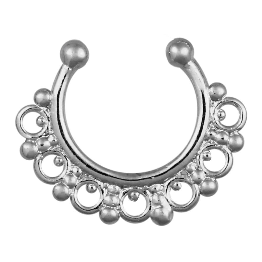 Fake Septum Piercing silberfarben Kreise Kugeln Edelstahl