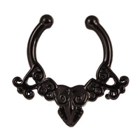 Load image into Gallery viewer, Fake Septum Piercing schwarz Edelstahl Schnörkel
