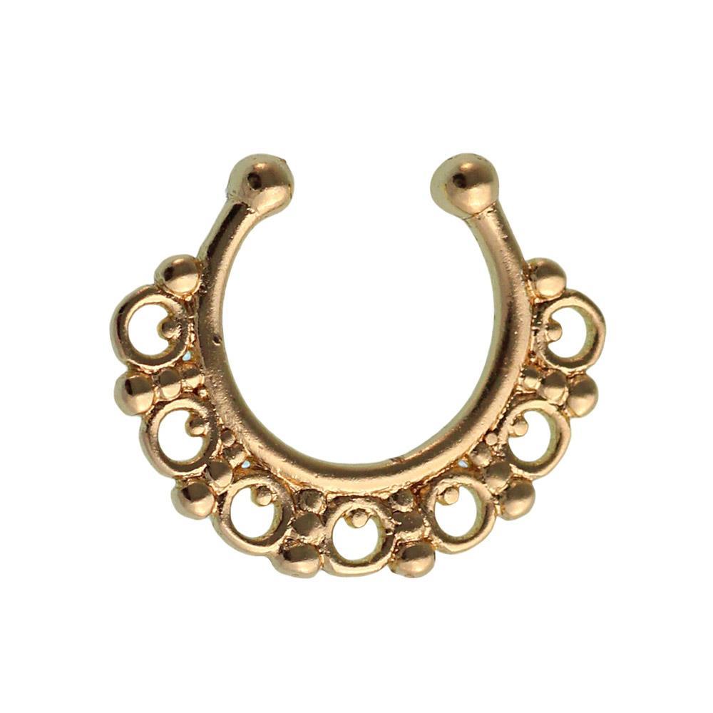 Fake Septum Piercing goldfarben Kreise Kugeln Edelstahl