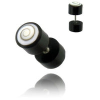 Cargar imagen en el visor de la galería, Fake Piercing Horn Plug schwarz Shivaauge Ohrstecker handgeschnitzt unisex 7mm
