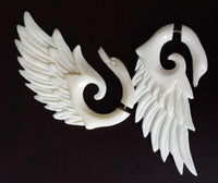 Load image into Gallery viewer, Fake Ohr Piercing Schwan Bone Knochen Edelstahl weiß Spirale Dehner Ohrstecker
