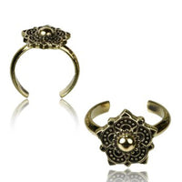 Cargar imagen en el visor de la galería, Messing Zehenring Bögenblume golden antik verstellbar nickelfrei
