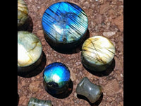 Load image into Gallery viewer, Labradorit Stein Flesh Plug double flared blau grau gelb
