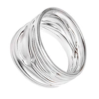 Load image into Gallery viewer, Silberring Weiß Rillen Stoff Muster 925 Sterling Silber Ringe
