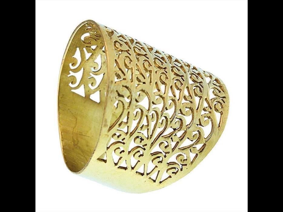 Messing Ringe Linien Spiralen 21 mm breit antik golden nickelfrei Tribal Ring Brass