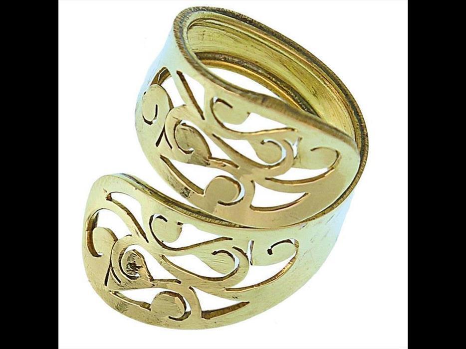 Messing Ringe überlappend Spiralen Band Brass antik golden nickelfrei Tribal Schmuck