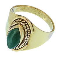 Load image into Gallery viewer, Messing Ringe Onyx grün Mandel Seil Bögen breit antik golden oxidiert nickelfrei Tribal Schmuck
