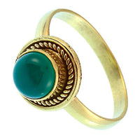Load image into Gallery viewer, Messing Ringe Onyx grün rund Zopf Rand antik golden nickelfrei Tribal Schmuck Steinringe
