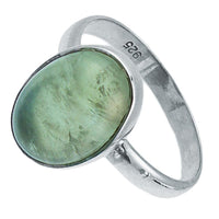 Cargar imagen en el visor de la galería, Silber Ring Prehnit 14 mm grün oval eingefasst 925
