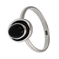 Cargar imagen en el visor de la galería, Silberring Onyx schwarz 7 mm oval Stein Rand 925er Sterling Silber Ringe Schmuck
