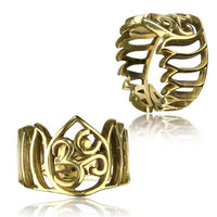 Load image into Gallery viewer, Messing Ringe verstellbar überlappend antik golden breit und schmal
