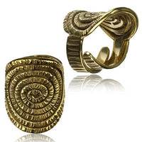 Load image into Gallery viewer, Messing Ringe verstellbar überlappend antik golden breit und schmal
