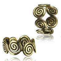 Cargar imagen en el visor de la galería, Ringe verstellbar Messing überlappend antik golden breit oder schmal
