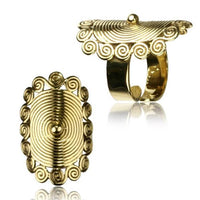 Cargar imagen en el visor de la galería, Ringe verstellbar Messing überlappend antik golden breit oder schmal

