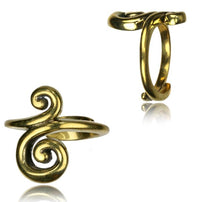 Load image into Gallery viewer, Brass Ringe verstellbar überlappend antik golden verziert breit oder schmal
