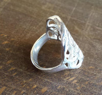 Cargar imagen en el visor de la galería, Ringe Blume des Lebens doppelt White Brass versilbert Silber Tribal Schmuck
