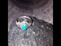 Cargar imagen en el visor de la galería, Silberringe Türkis Seilrand Blume drei Kreise oval 925
