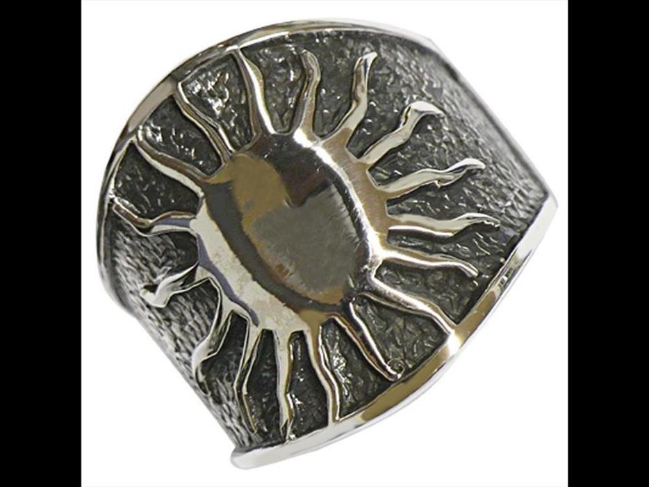 Silberring massiv Sonne dunkel oxidiert 925er Sterling Silber Damen Ringe Silberschmuck