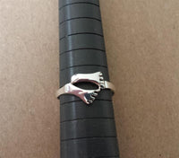 Cargar imagen en el visor de la galería, Silberring schmal zwei Füße dunkel oxidiert 925er Sterling Silber Damen Silberschmuck Ringe
