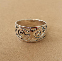 Load image into Gallery viewer, Silberring breit feine Spiral Ornamente Ring 925er Sterling Silber Damen Schmuck
