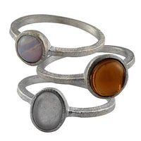 Cargar imagen en el visor de la galería, Set drei Silberringe feine Textur Steine weiß braun 925
