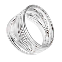 Load image into Gallery viewer, Silberring Weiß Rillen Stoff Muster 925 Sterling Silber Ringe
