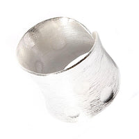 Cargar imagen en el visor de la galería, Bandring gebürstet Punkte gewölbt Rillen 925 Sterling Silber offen
