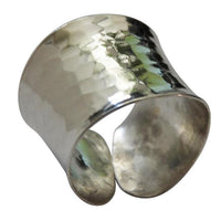 Cargar imagen en el visor de la galería, Silberring offen verstellbar breit 18mm gehämmert Ringe 925 Sterling Silber Ring
