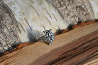 Cargar imagen en el visor de la galería, Ring Eule dunkel oxidiert glänzend 925 Sterling Silber
