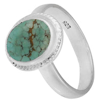 Cargar imagen en el visor de la galería, Silber Ring Türkis 10 mm oval Zopf Rand 925 Sterling
