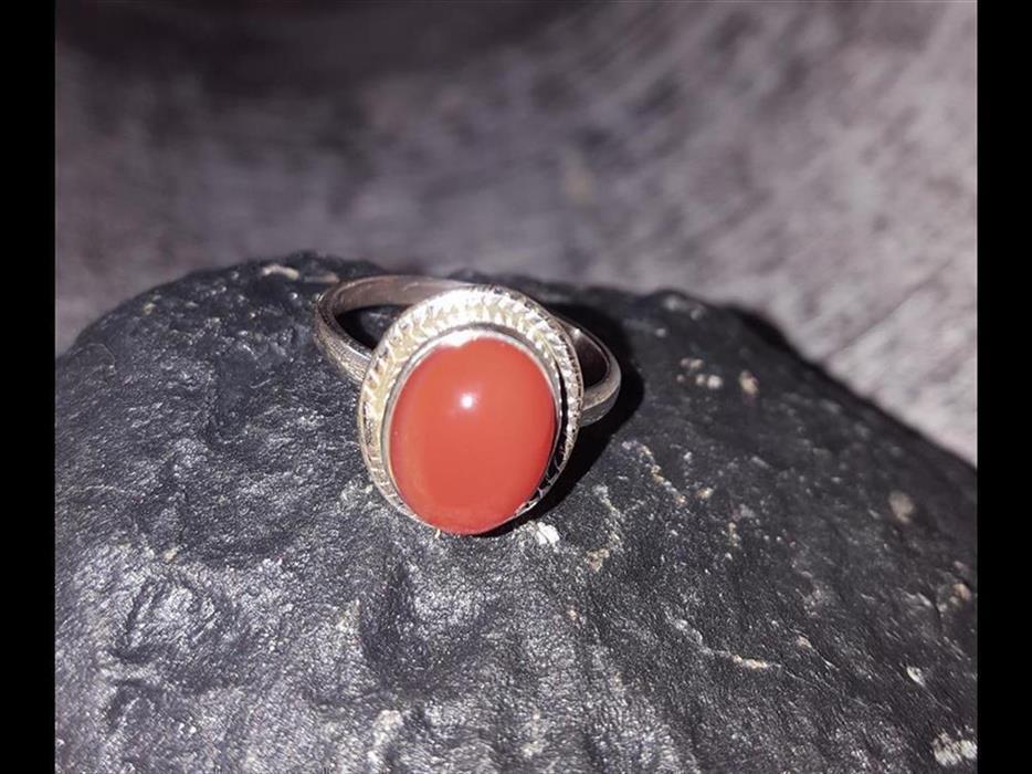 Silber Ring Karneol rot 8 mm oval Zopf Rand 925