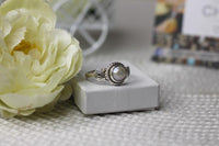 Cargar imagen en el visor de la galería, Silberringe Perle Seile Spiralen Kreise rund weiß Punkte 925 Sterling Silber Ringe
